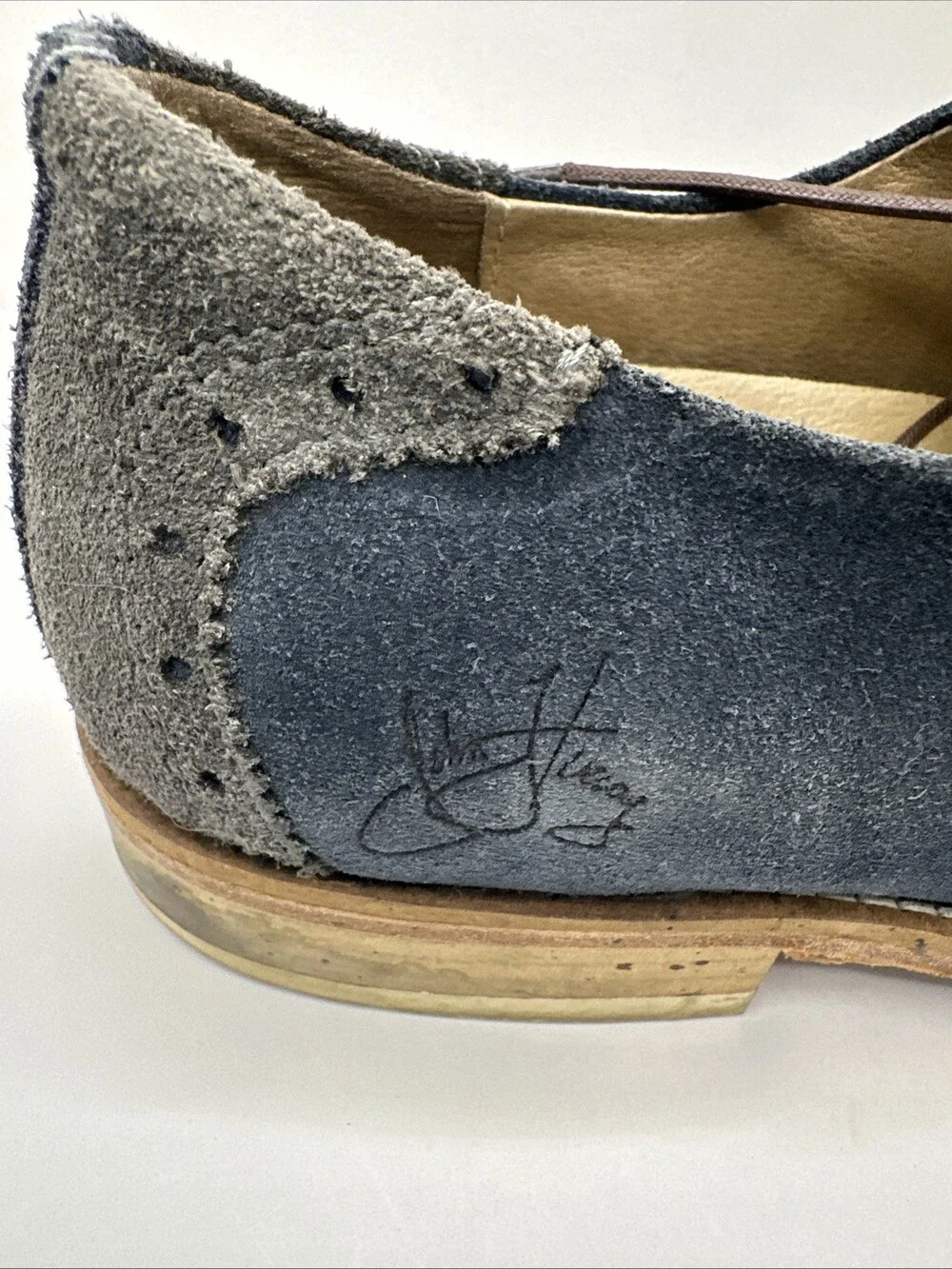 John Fluevog BCAT Wingtip Oxford Suede Dress Shoes Grey/Brown/Yellow Men Size 12